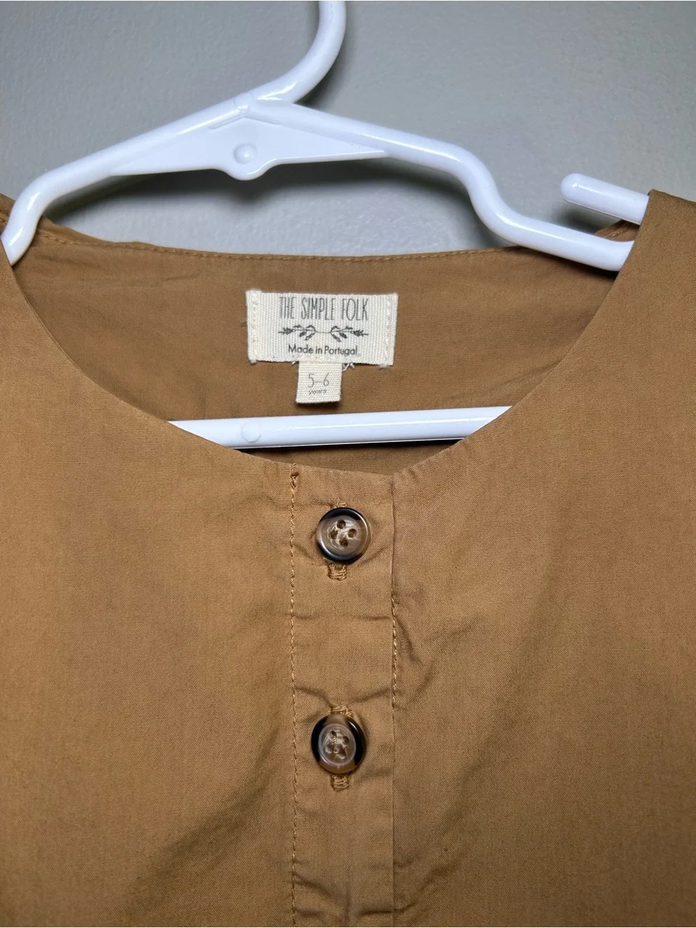 The Simple Folk Girls 5-6 Camel Brown Cotton Button Prairie Dress NWOT